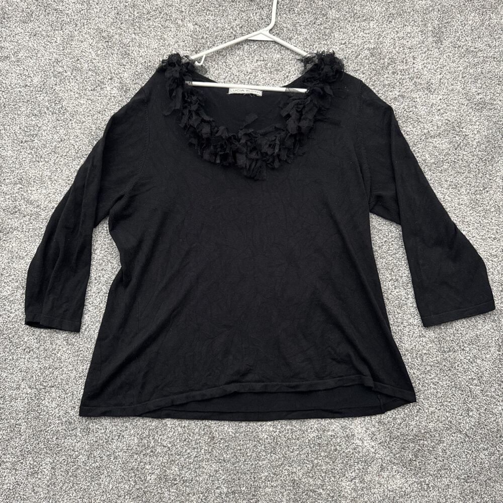 Romantic Top Womens Medium Whimsigoth Gothic Coquette Ruffled Floral Applique